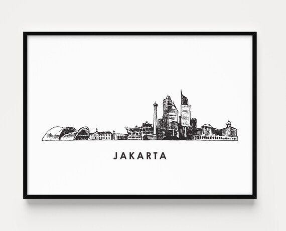 Jakarta city skyline print wall art minimalist poster | Etsy