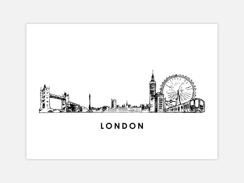 London Art Print City Skyline Poster Etsy