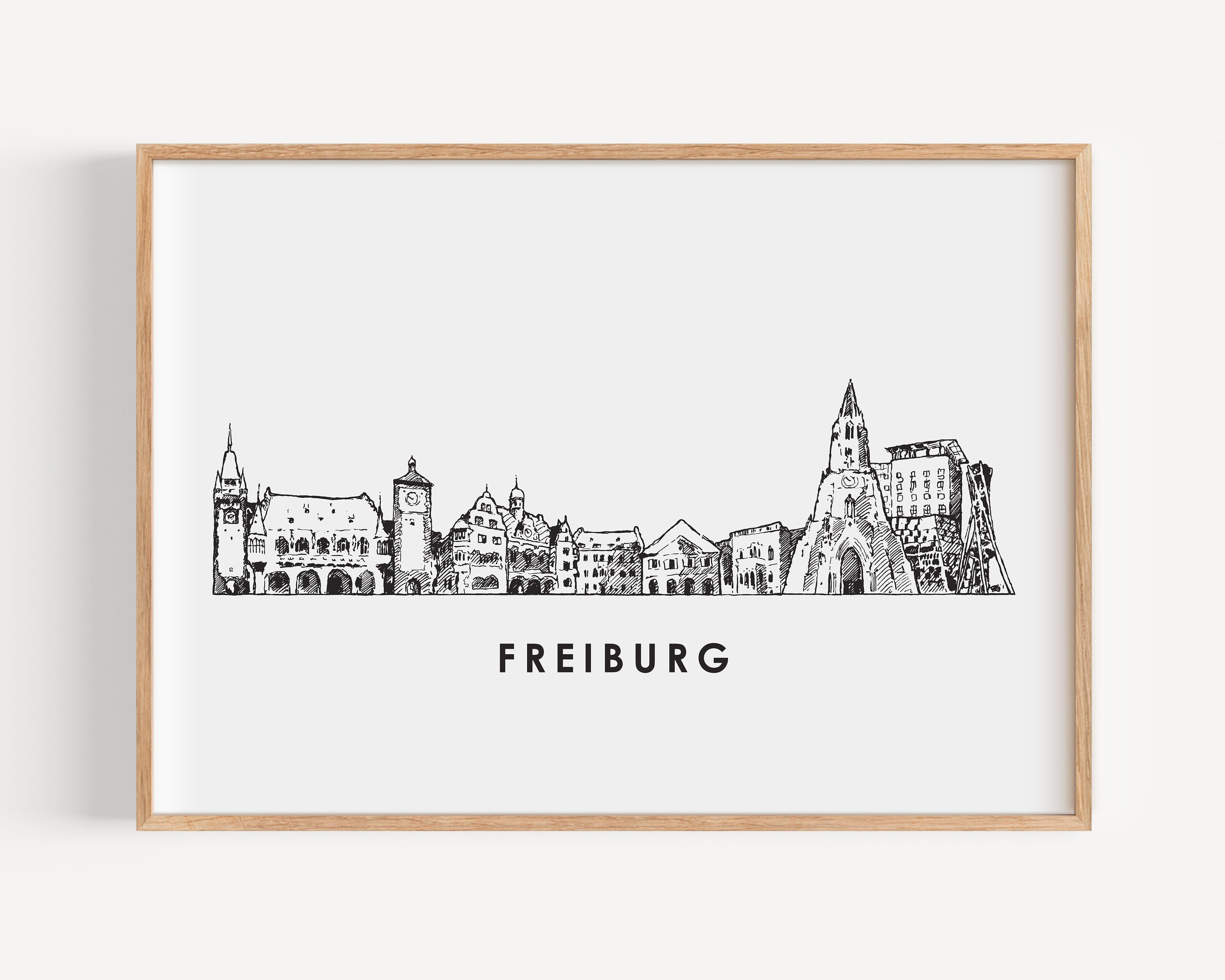 Freiburg city skyline print wall art minimalistic poster | Etsy