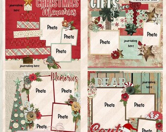 Holiday Wishes-Quick pages, 12 x 12 scrapbooking, 300 DPI quality, PNG & JPEG format, Christmas, Holidays, Digital scrapbooking, digital