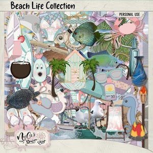 Beach Life Digital Scrapbook Bundle image 2