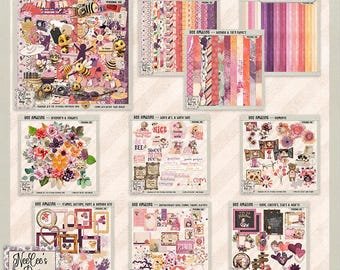 Bee Amazing--Digital Scrapbooking Collection, 12x12 pages, 300 DPI, PNG & JPEG format, instant download