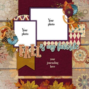 It’s Fall Ya’ll-Quick page, single pg. 2, instant download, PNG format, 12x12 scrapbook pg, 300 DPI, fall season, autumn, leaves, scarecrow,