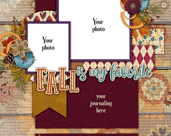 It’s Fall Ya’ll-Quick page, single pg. 2, instant download, PNG format, 12x12 scrapbook pg, 300 DPI, fall season, autumn, leaves, scarecrow,