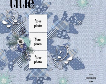Feeling Frosty-Quick page, single pg. 3, instant download, PNG format, 12x12 scrapbook pg, 300 DPI, wintertime, snowmen, snow,