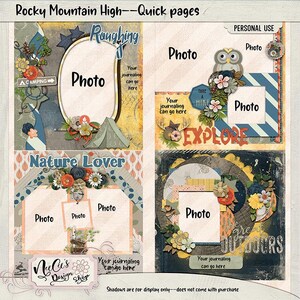 Rocky Mountain High Quick Pages-12x12 PNG pages, Digital Scrapbooking