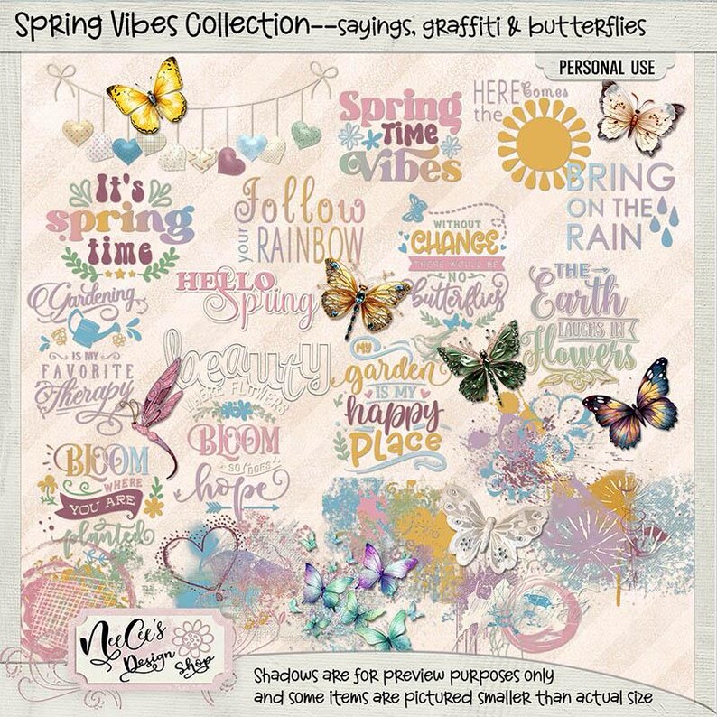 Spring Vipes Spring Vibes Collection-digital Scrapbooking, 12x12 Format, PNG & JPEG ...