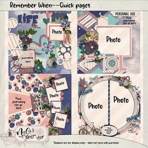 Remember When Quick Pages-12x12 PNG papers, Digital Scrapbooking