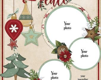 Holiday Wishes-Quick page, single pg. 2, instant download, PNG format, 12x12 scrapbook pg, 300 DPI, Christmas, elf, presents, santa, cookies