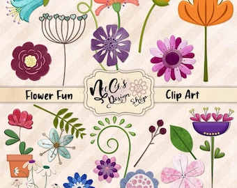 Flower Fun Clip art collection-20 individual PNG files made at 300 dpi for best quality