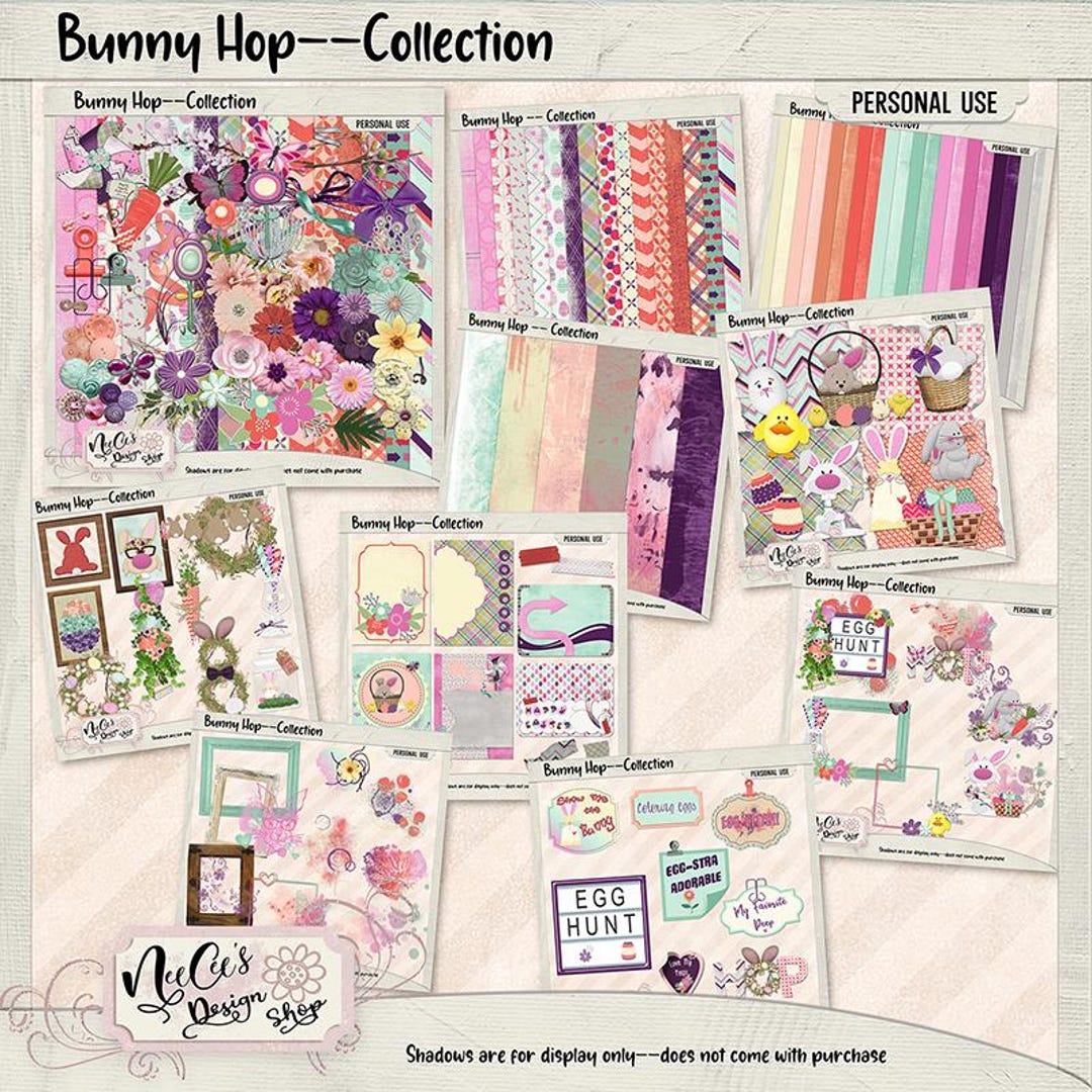 Bunny Hop Digital Scrapbook Kit - Etsy