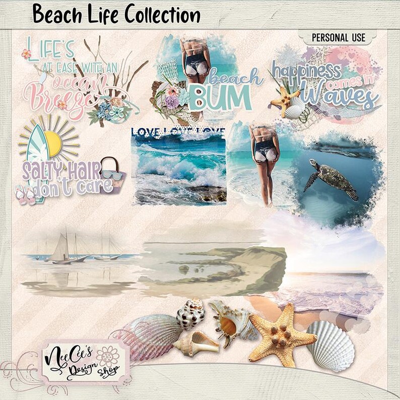 Beach Life Digital Scrapbook Bundle image 7