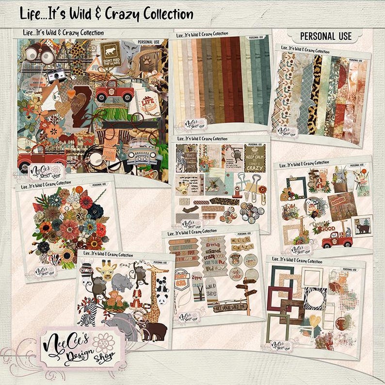 Life, It's Wild and Crazy Digital Scrapbooking Bundle - Etsy