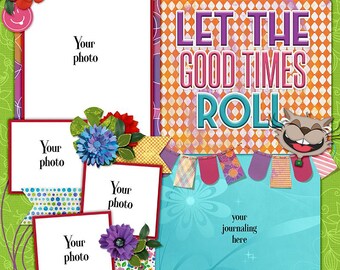 Laughter is the Best Medicine-Quick page, single pg. 1, instant download, PNG format, 12x12 scrapbook pg, 300 DPI, laugh, happy, colorful