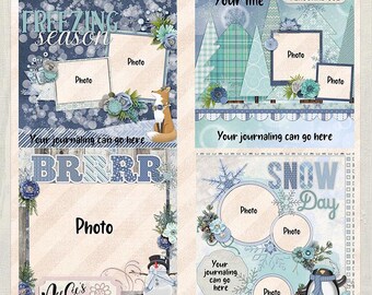 Feeling Frosty Quick Pages- 12x12 PNG pages, digital scrapbooking, winter