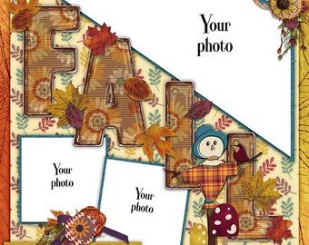 It’s Fall Ya’ll-Quick page, single pg. 1, instant download, PNG format, 12x12 scrapbook pg, 300 DPI, fall season, autumn, leaves, scarecrow