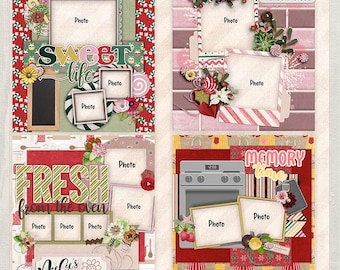 A Ginger Time of Year Quick Pages-12x12 PNG pages, Digital Scrapbooking pages