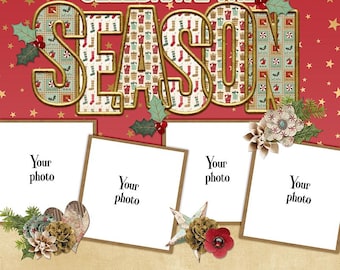 Holiday Wishes-Quick page, single pg. 3, instant download, PNG format, 12x12 scrapbook pg, 300 DPI, Christmas, elf, presents, santa, cookies