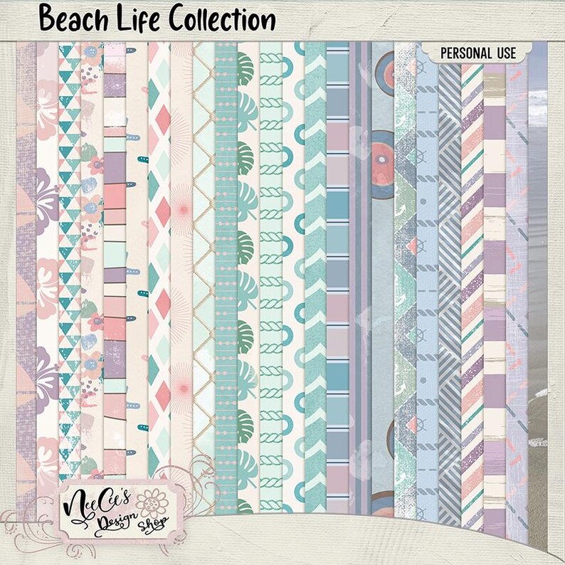 Beach Life Digital Scrapbook Bundle image 3