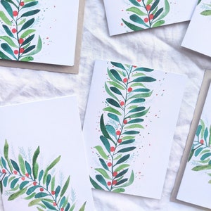 blank christmas cards | minimal christmas cards | recycled paper | blank inside | christmas wreath | botanical set | xmas thank you cards