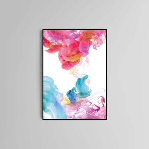 Impresión de póster abstracto, rosa, negro, líquido, accesorios para el hogar, arte de pared, multicolor