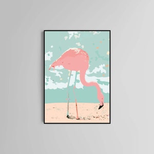 Pink flamingo poster print home wall art decor nursery kids modern design