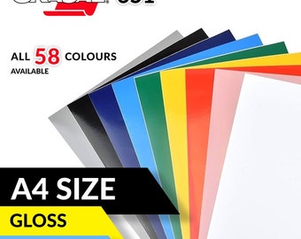Self-adhesive oracal 651 viynl a4 sheets crafts circut cameo gloss all 58 colours available for quick delivery