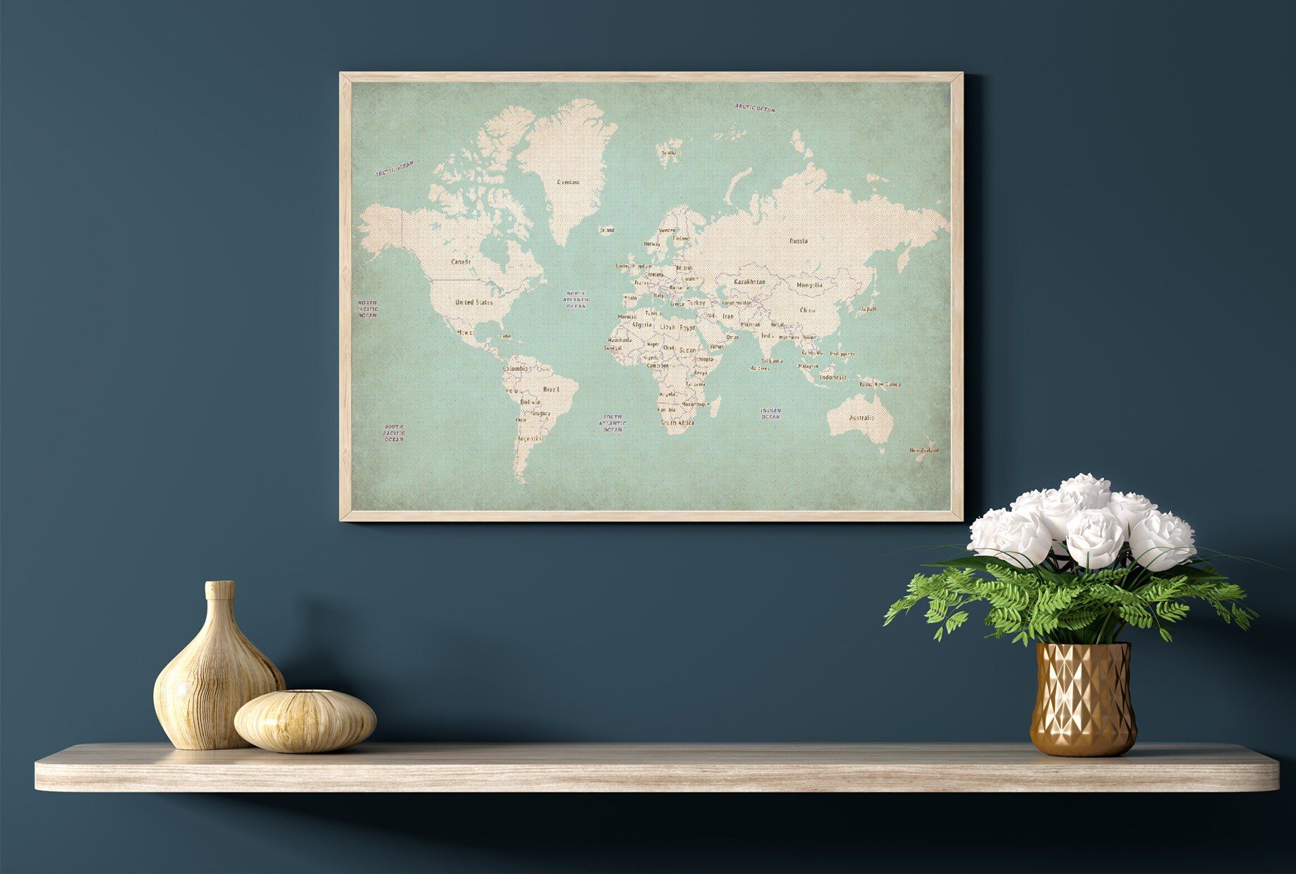 World Map Print old style map Wall Art Map Art Map Etsy