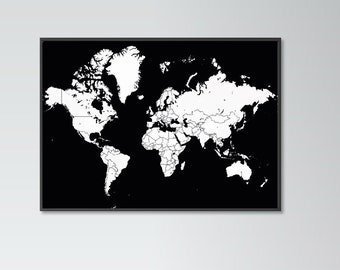 World map poster print home wall art decor modern multiple styles design