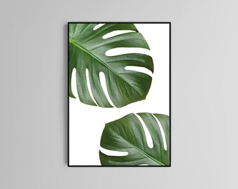 Monstera leaves poster print home wall art decor monstera plant modern design