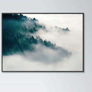 Impresión de cartel de bosque brumoso, decoración de arte de pared para el hogar, impresión de naturaleza