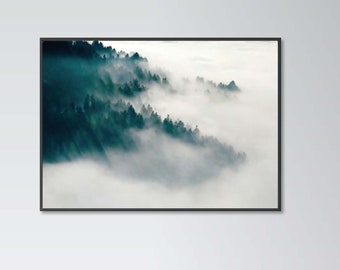 Foggy forest poster print home wall art decor nature print