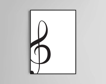 Cartel de clave de sol impreso decoración de arte de pared para el hogar música diseño moderno