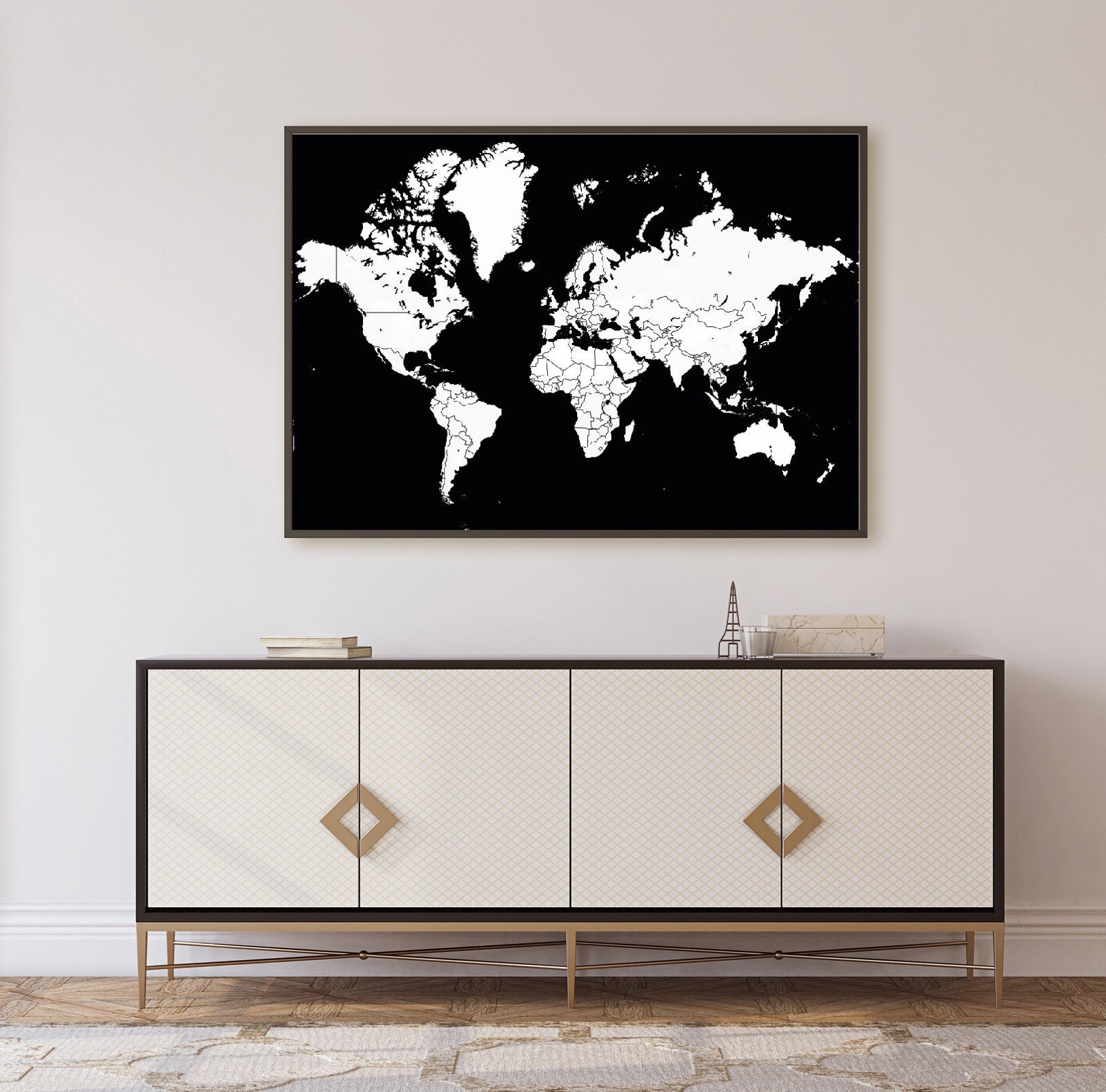 World Map Poster Print Home Wall Art Decor Modern Multiple Styles ...