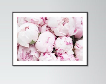 Peonies flowers poster print home wall art decor modern flower colourful print