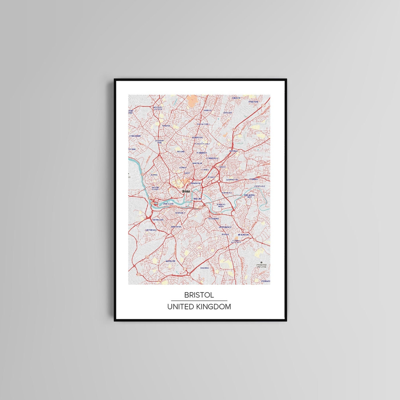 Bristol city map poster print eco print home decor wall art uk city print modern map
