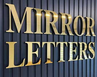 Acrylic self-adhesive letters - gold mirror, silver mirror, rose mirror, black, white & anhracite - price per single letter