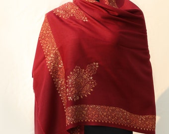 Maroon kashmiri Wool Shawl for Bridesmaid Gift for Sister Wedding Accessory Kashmiri Pashmina Large Paisley Scarf for Indian Wedding Outfit