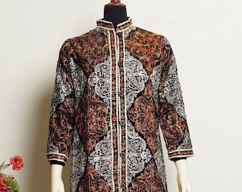 Langer Samtmantel Geometrischer Gestickter Mantel für Frauen Indischer ethnischer Mantel Rave preppy partywear langer nehru Mantel für pakistanische Eid Kleid