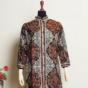 Long Velvet Coat Geometric Embroidered Coat for Women Indian ethnic coat rave preppy partywear long nehru coat for Pakistani Eid Dress