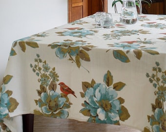 Nappe florale blanc crème, nappe rectangulaire en pur coton, nappe carrée, nappe victorienne, nappe maison de grand-mère