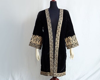 Ethnic Wedding Jacket Gold Embroidered Embellished Coat for Pakistani Eid Dress Velvet Wedding Coat for Indian Wedding Gown Guest Dress