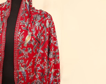 Châles pashmina en soie rouge gris foncé brodés Enveloppement parfait en toute saison Design unique fait main Élégant pour les occasions de mariage