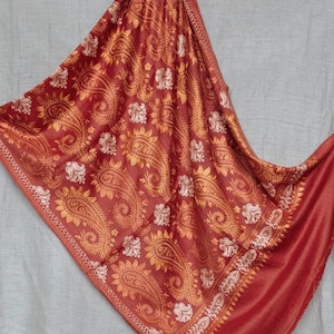 Silk Pashmina Shawl for her kashmiri scarf eid dress gift bridal wedding kashmiri shawl kashmiri embroidered scarf for in laws fall wrap