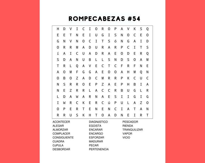 Digital Printable Spanish Word Search Puzzles for All Ages Etsy
