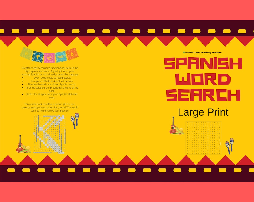 Digital printable spanish word search puzzles for all ages etsy
