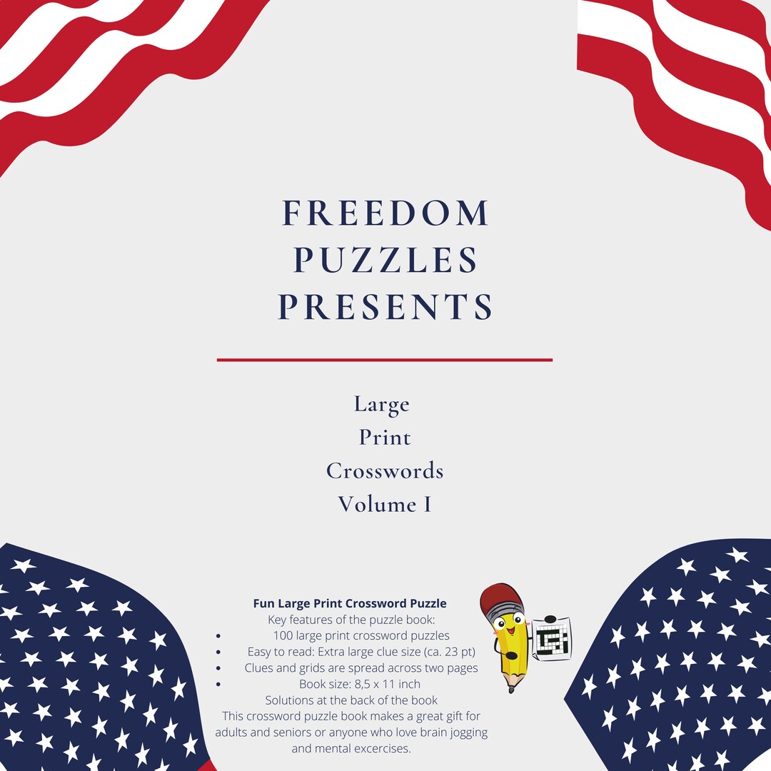 Freedom Puzzles Presents 100 Large Print Crossword Puzzles - Etsy Australia