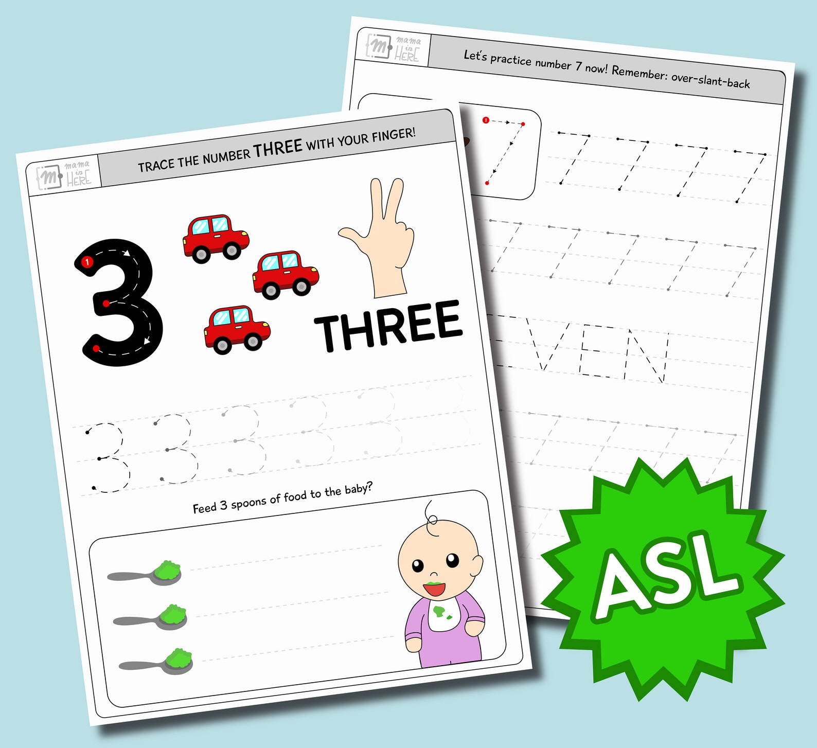 Asl counting numbers pre k skills workbook tracing and etsy