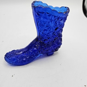 VTG. Fenton Glass Daisy und Button Colbalt Blue Kolonial Boot