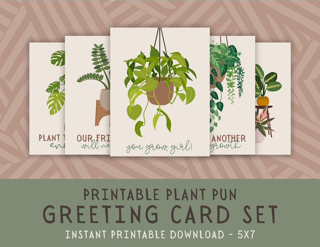 Plant Pun Greeting Cards 8 Printable 5x7 Designs (digital Download) Etsy — free download